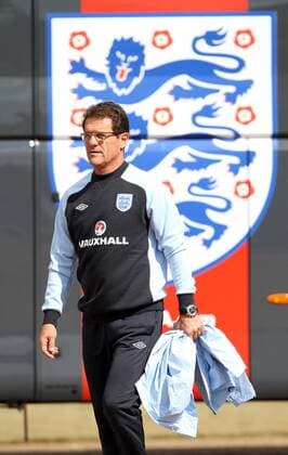 Englands Fabio Capello during training - England 9th August, 2011 EDITORIAL USE ONLY. No use with unauthorised audio, video, data, fixture lists, club league logos or live services. Online in-match use limited to 120 images, no video emulation. No use in betting, games or single club league player publications.