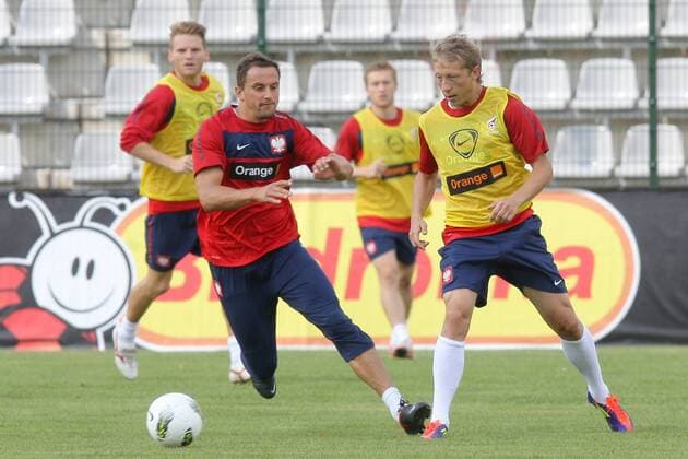 LEGNICA 09.08.2011 - DARIUSZ DUDKA (L) RAFAL MURAWSKI (P) ( POLAND FOOTBALL NATIONAL TEAM INTERNATIONAL FRIENDLY GAMES ) -  20110809CSMT8038