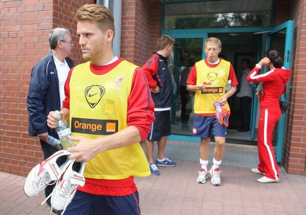 LEGNICA 09.08.2011 - EUGEN POLANSKI (L) ( POLAND FOOTBALL NATIONAL TEAM INTERNATIONAL FRIENDLY GAMES ) -  20110809CSMT8046