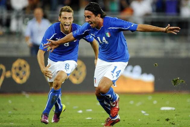 Bari, Italien - Spanien: esultanza gol Alberto Aquilani 