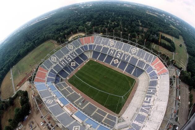 Baustelle Volksparkstadion, Heimspielstätte des Hamburger SV Totale Sportstätte Stadion Luftbild