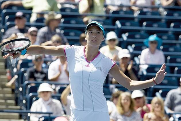Germany s Andrea Petkovic celebrates with her trademark dance at the Rogers Cup at Toronto s - ZUMAw51