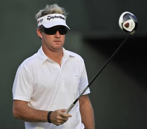 Brian Gay lines up his tee shot on the 1st hole during the second round of the 93rd PGA Golf Herren Championship at the Atlanta Athletic Club on August 12, 2011 in Johns Creek, Georgia.  BKX2011081213