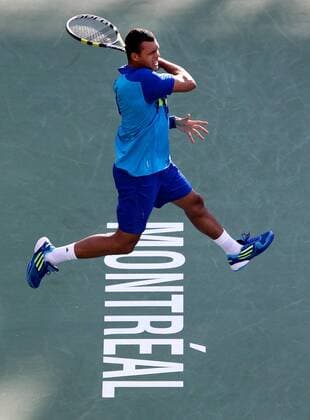 Aug. 12, 2011 - Montreal, CAN - Jo-Wilfried Tsonga follows through on a forehand return at the Rogers Cup tennis tournament in Montreal, Canada, Friday, August 12, 2011. Rogers Cup tennis 2011 - ZUMAm67