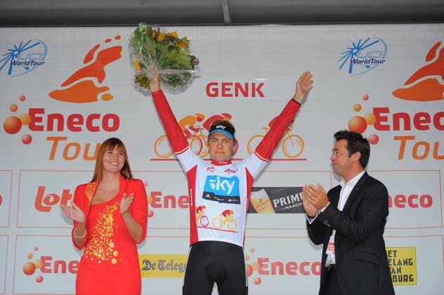 Eneco Tour 2011, 5. Etappe: Genk - Genk; Edvald Boasson Hagen (Team Sky NOR) im weißen Trikot des Gesamtführenden, Genk Cycling : Eneco Tour 2011 Stage 5  o0 weißes Trikot Gesamtführung Gesamtführender