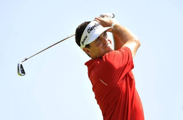 Keegan Bradley tees off on the 4th hole during the final round of the 93rd PGA Golf Herren Championship at the Atlanta Athletic Club on August 14, 2011 in Johns Creek, Georgia. Bradley defeated Jason Dufner in the playoff to win the tournament by one stroke.  BKX2011081445