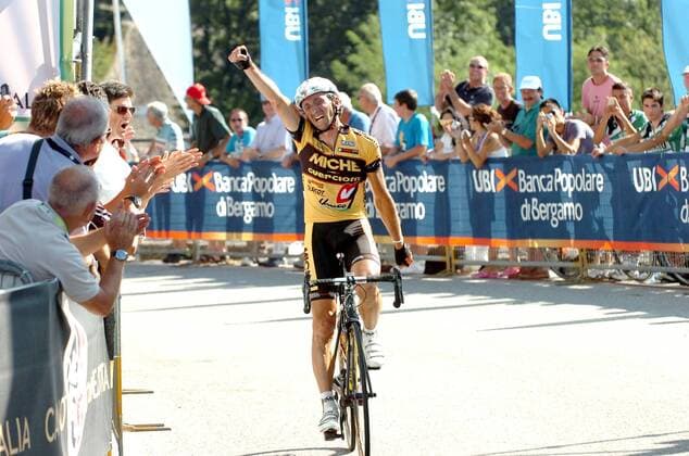 Tre Valli Varesine Sieger Davide Rebellin (Miche), Campione d Italia  o0 Jubel Freude Ziel, Zieldurchfahrt