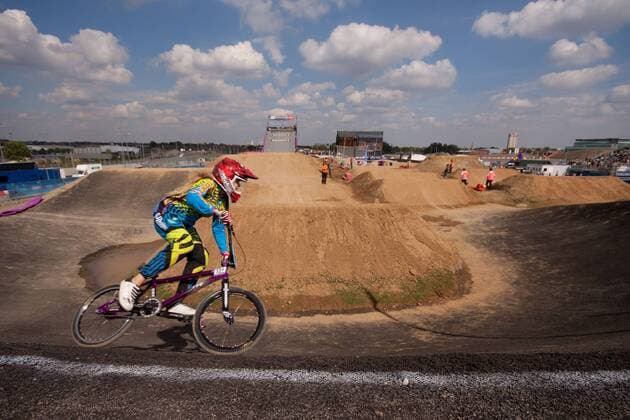 London, England, N.121 Ashley VERHAGEN from USA competes during the first day of competition of the London Prepares Series - UCI BMX Supercross World Championships -- - ZUMAz79 o0 Fahrer Teilnehmer Kurs Rennstrecke Streckenabschnitt