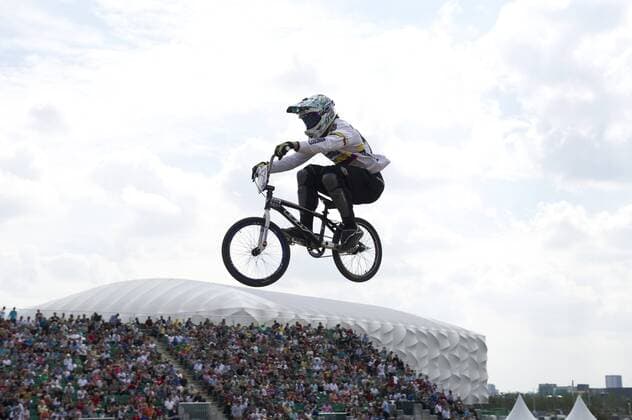 LONDON, ENGLAND. BMX Test Event, the UCI BMX Supercross World Cup from the Olympic Park in London, part of the London Prepares Series. ( 566) OQUENDO ZABALA Carlos (COL) during the Men s Free Practice. xRoganxThomsonx  ActionPlus11202130 Content restricted for UK based newspaper