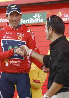 22 08 11 Etappensieger PABLO LASTRAS (ESP Movistar) Vuelta a Espana 3. Etappe: PETRER - TOTANA.  o0 Siegerehrung rotes Trikot Gesamtführung Gesamtführender