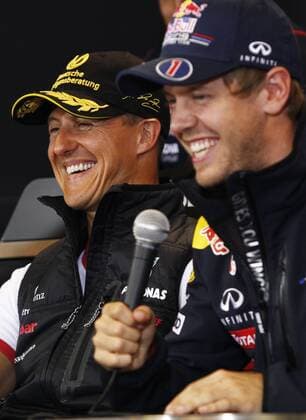 Motorsports: FIA Formula One World Championship 2011, Grand Prix of Belgium, 07 Michael Schumacher (GER, Mercedes GP Petronas F1 Team), 01 Sebastian Vettel (GER, Red Bull Racing), xHOCHxZWEIx