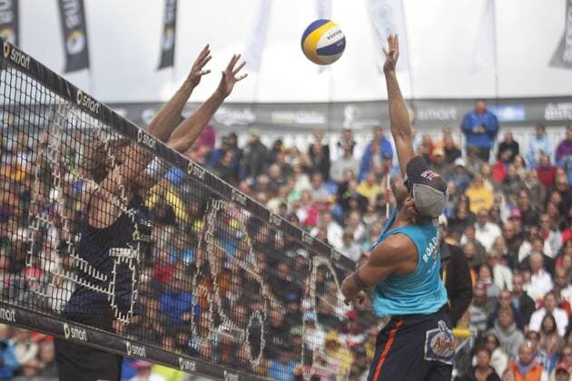 Germany, Beachvolleyball, Deutsche smart Beachvolleyballmeisterschaft Timmendorfer Strand 2011, Maenner, Finale, Julius Brink Jonas Reckermann vs. Sebastian Dollinger und Stefan Windscheif, Winner of the Match Julius Brink and Jonas Reckermann, xHOCHxZWEIx xThomasxVictorx