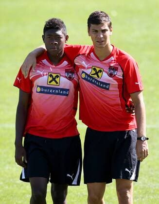 FUSSBALL- EURO 2012 Quali, Training BAD TATZMANNSDORF,AUSTRIA,29.AUG.11 FUSSBALL UEFA Europameisterschaft 2012, Qualifikation, ÖFB Training Nationalteam AUT. Bild zeigt David Alaba und Aleksandar Dragovic (AUT). 