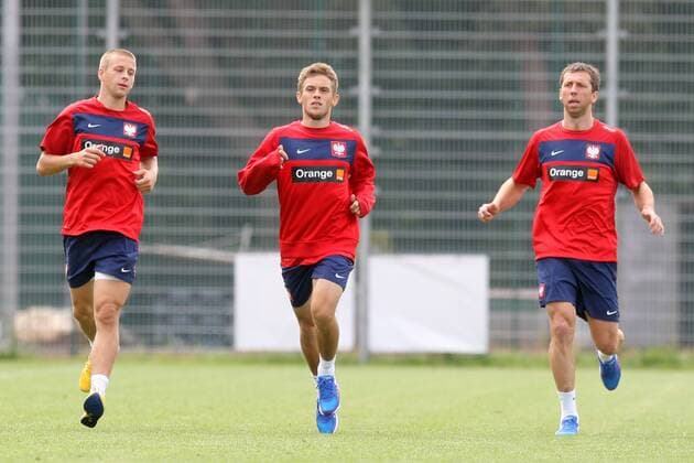 Warschau Training Nationalteam Polen JANUSZ GOL (L) MACIEJ RYBUS (C) JAKUB WAWRZYNIAK (P)  20110830CSMT8015