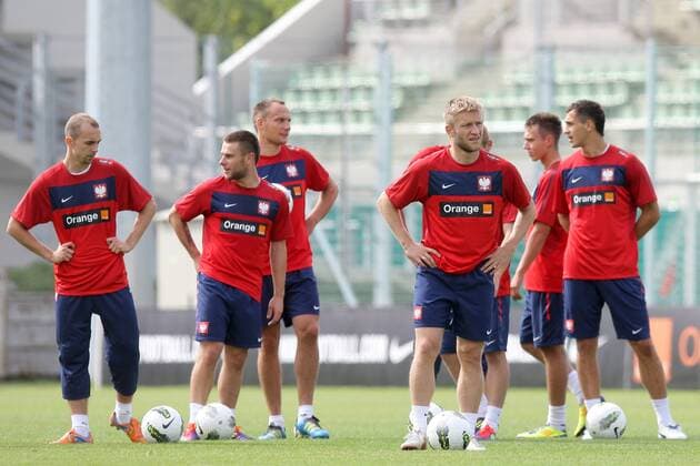 Warschau Training Nationalteam Polen ADRIAN MIERZEJEWSKI (L) PATRYK MALECKI (2L) JAKUB BLASZCZYKOWSKI (P)  20110830CSMT8031