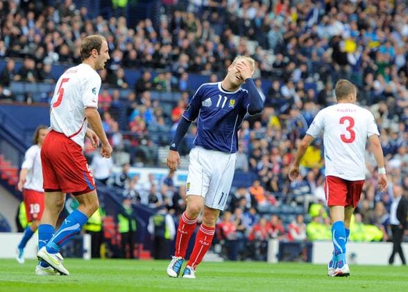 Dejection for Steven Naismith of Scotland European Championship Qualifying Group I Scotland v Czech Republic 3rd September, 2011 EDITORIAL USE ONLY. No use with unauthorised audio, video, data, fixture lists, club league logos or live services. Online in-match use limited to 120 images, no video emulation. No use in betting, games or single club league player publications.