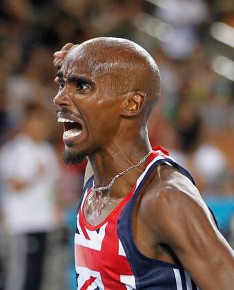 (110904) -- DAEGU, Sept. 4, 2011 (Xinhua) -- Mohamed Mo Farah of Britain celebrates after winning the men s 5,000 metres final at the IAAF World Athletics Championships in Daegu, South Korea, September 4, 2011. He claimed the title of the event in 13 minites and 23.36 seconds. (Xinhua Liao Yujie) SOUTH KOREA-DAEGU-IAAF-WORLD CHAMPIONSHIPS-DAY 9 