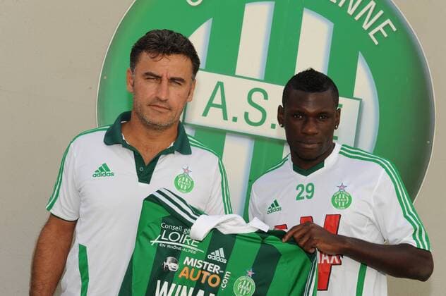 Christophe Galtier (entraineur) - Lynel Kitambala Football : Presentation de Lynel Kitambala nouvelle recrue de AS Saint Etienne - Conference de presse - 05.09.2011 FredericCHAMBERT PanoramiC 