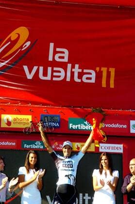 Vuelta a Espana 2011, 16. Etappe: Villa Romana La Olmeda - Haro; Etappensieger Juan Jose Haedo (ARG Saxo Bank Sungard)  o0 Siegerehrung