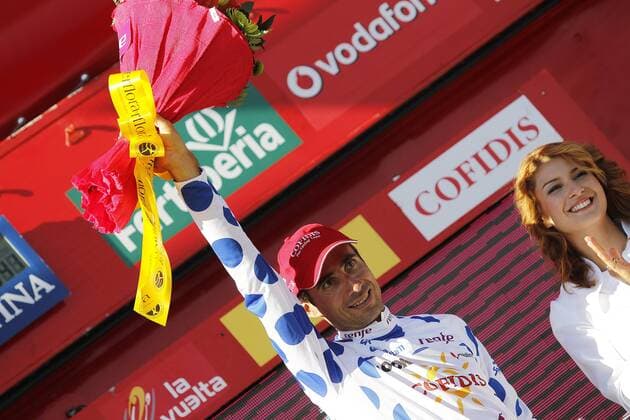 David Moncoutie (FRA Cofidis) celebrates during the 16th stage of La Vuelta 2011 between Villa Romana La Olmeda and Haro.September 6,2011.  (111167) o0 Siegerehrung Bergtrikot