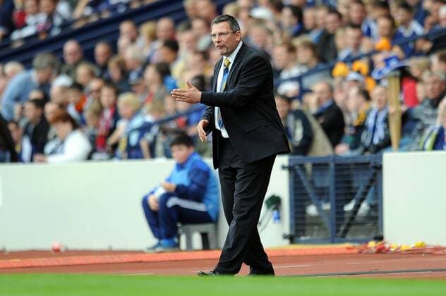 Football - Euro 2012 Qualifier - Scotland vs. Czech Republic Craig Levein (Scotland manager) passes on his instructions at Hampden Park 