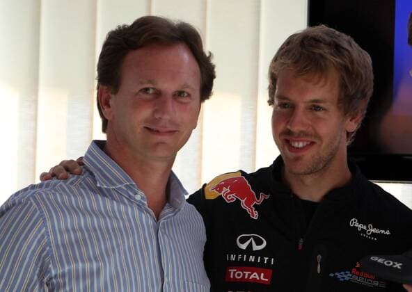 formula 1 GP, Italien in Monza, 09.09.11, Christian Horner, Sebastian Vettel, Red Bull Racing,