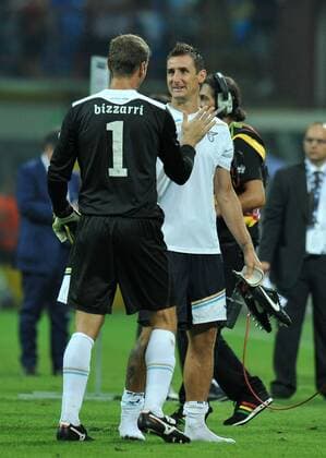 Albana Benjami BIZZARRI, Miroslav KLOSE (Lazio) 9 9 2011 Stadio Giuseppe Meazza Serie A 2011 2012 Football, AC Mailand vs Lazio Rom - allexsabba