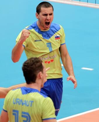 VOLLEYBALL - Euro Volley 2011, TUR vs SLO WIEN,AUSTRIA,12.SEP.11 - DIVERS, VOLLEYBALL - CEV EuroVolley, Europameisterschaft 2011, Länderspiel, Türkei vs Slowenien. Bild zeigt den Jubel von Andrej Flajs (SLO). 