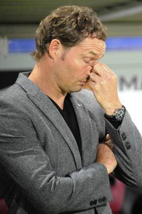Marcus SORG,Trainer (SC Freiburg),Enttaeuschung,Frust,enttaeuscht,frustriert,niedergeschlagen, SC Freiburg-VFB Stuttgart. Fussball,Liga1,1.Bundesliga,Saison2011 12,2011 2012 ,Spieltag06, am 16.09.2011.
