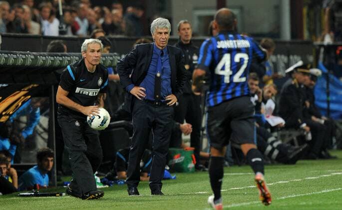 Gian Piero GASPERINI and Jonathan Inter - Stadio Giuseppe Meazza Serie A 2011 2012 Inter Mailand vs AS Rom allexsabba