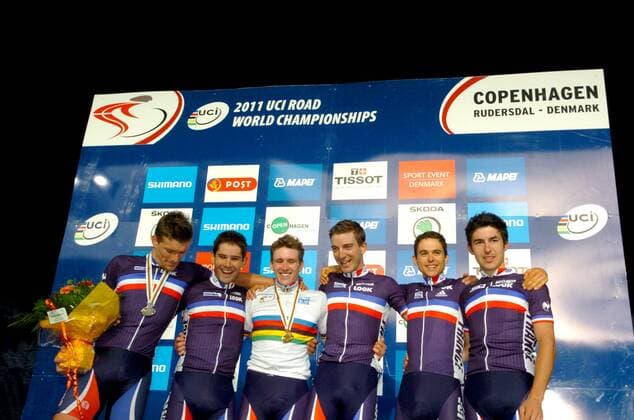 2011, World Championships U23, Arnaud Demare (FRA), Rudersdal  o0 Siegerehrung Sieg, Sieger Weltmeister