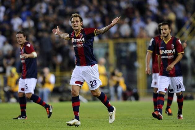 Bologna 24 09 2011 - campionato di calcio serie A Bologna FC - Inter Mailand; esultanza gol Alessandro Diamanti 