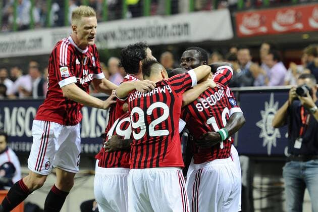 Serie A - AC Milan vs. AC Cesena: esultanza gol Clarence Seedorf 