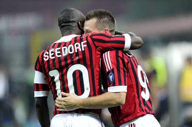 Serie A - AC Milan vs. AC Cesena: esultanza gol Clarence Seedorf 