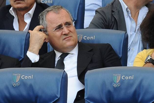 Claudio Lotito, presidente della Lazio. Roma, 25 9 2011 Stadio Olimpico Football Calcio 2011 2012 Lazio vs Palermo Campionato di calcio Serie A AntoniettaxBaldassarre