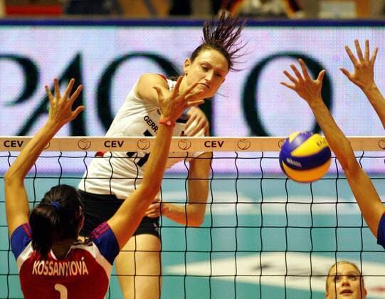 29.09.2011 Belgrade(Serbia) Germany-Czech Republic CEV European women s volleyball championship quarter final Christiane Fürst(c) Germany and Andrea Kossanyiova (L) Czech Republic : 