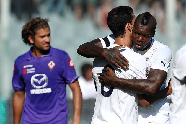 HERNANES and Djibril CISSE Lazio Goal Celebration - 02 10 2011 Serie A 2011 2012 ACF Fiorentina vs. Lazio Rom - andreaxstaccioli