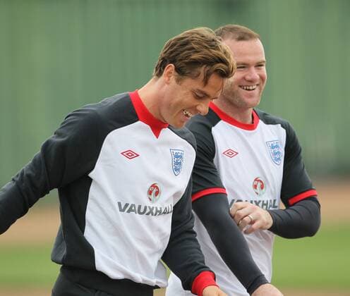 Englands Scott Parker and Wayne Rooney during training Training Training - England 4th October, 2011 EDITORIAL USE ONLY. No use with unauthorised audio, video, data, fixture lists, club league logos or live services. Online in-match use limited to 120 images, no video emulation. No use in betting, games or single club league player publications.