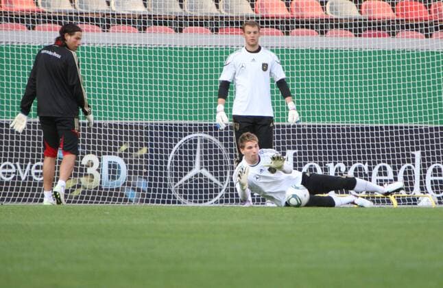 DFB Training Länderspiel Nationalmannschaft Deutschland, 04.10.2011, Mainz Bruchwegstadion, v.l. Tim Wiese, Ron-Robert Zieler, Manuel Neuer -