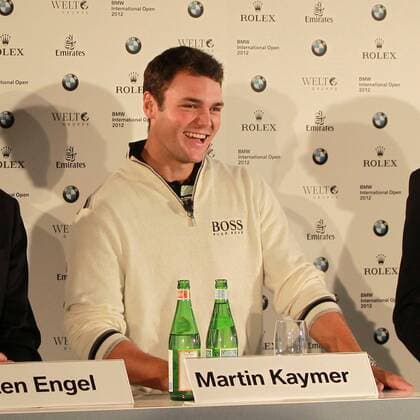 Martin Kaymer zu Besuch in Stommeln auf dem Golfplatz Gut Lärchenhof im Rahmen der Auftaktveranstaltung BMW International Open (Juni 2012) Martin Kaymer während der Pressekonferenz Sport