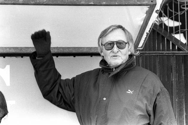 Trainer Rudi Gutendorf (Hertha BSC Berlin) gut gelaunt Aufnahmedatum geschätzt