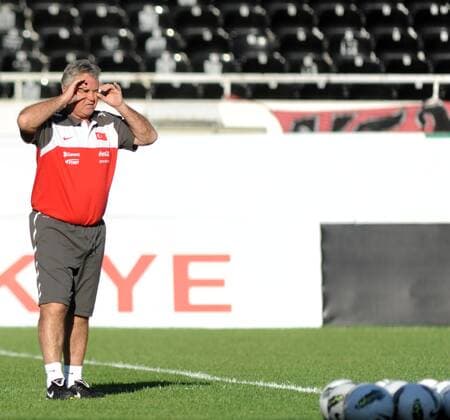 Turkey National football team players continued to do on training in Istanbul on October 04, 2011. Pictured: Coach Guus Hiddink. 