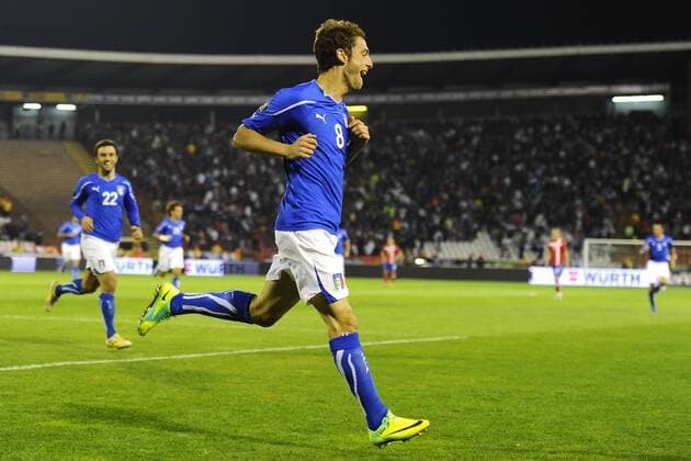Gc Belgrad (Serbia) 07 10 2011 - qualificazione Euro 2011 Serbia-Italia : esultanza gol Claudio Marchisio 