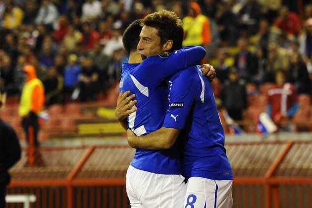 Gc Belgrad (Serbia) 07 10 2011 - qualificazione Euro 2011 Serbia-Italia : esultanza gol Claudio Marchisio 