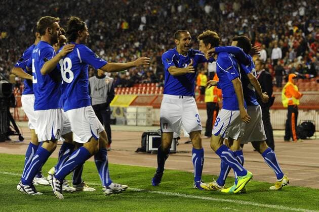 Gc Belgrad (Serbia) 07 10 2011 - qualificazione Euro 2011 Serbia-Italia : esultanza gol Claudio Marchisio 