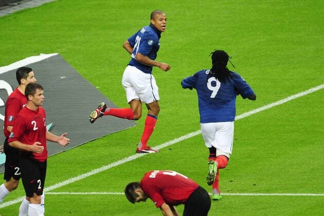 Joie de Loic Remy apres son but Foot: France Albania - 07.10.2011 - match qualificatif Euro 2011 JBAutissier  Paris St Denis