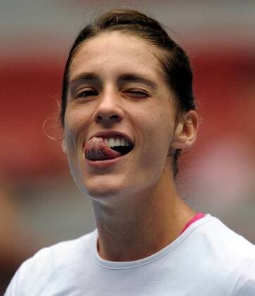 BEIJING, Oct. 8, 2011 -- Andrea Petkovic of Germany reacts after the semifinal of women s singles at China Open Tennis Tournament in Beijing, China, Oct. 8, 2011. 