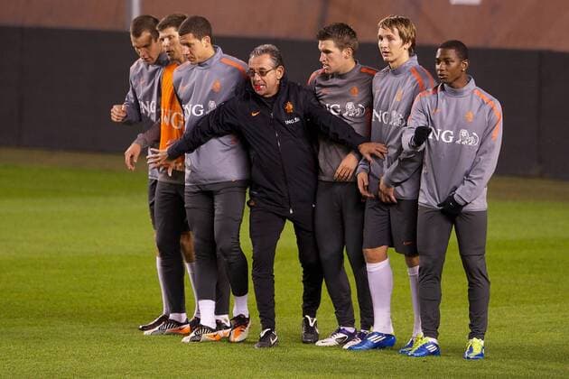 (L-R) assistant trainer Dick Voorn,Kevin Strootman of Holland,Luuk de Jong of Holland,Eljero Elia of Holland Karel Delvoye xVIxxIVx 401994