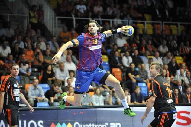 Laszlo NAGY (FC Barcelona) Freisteller Aktion Kadetten Schaffhausen - FC Barcelona Handball, Champions Leauge, Gruppenphase 2011 2012