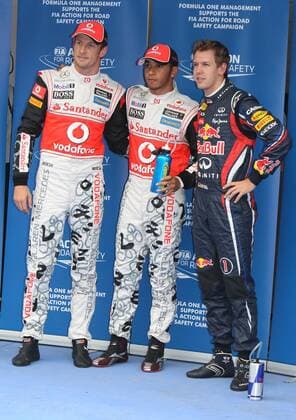 formula 1 GP, Korea in Yeongam 15.10.11, Lewis Hamilton, McLaren Mercedes, Pole vor Sebastian Vettel, Red Bull Racing, Jenson Button, McLaren Mercedes,